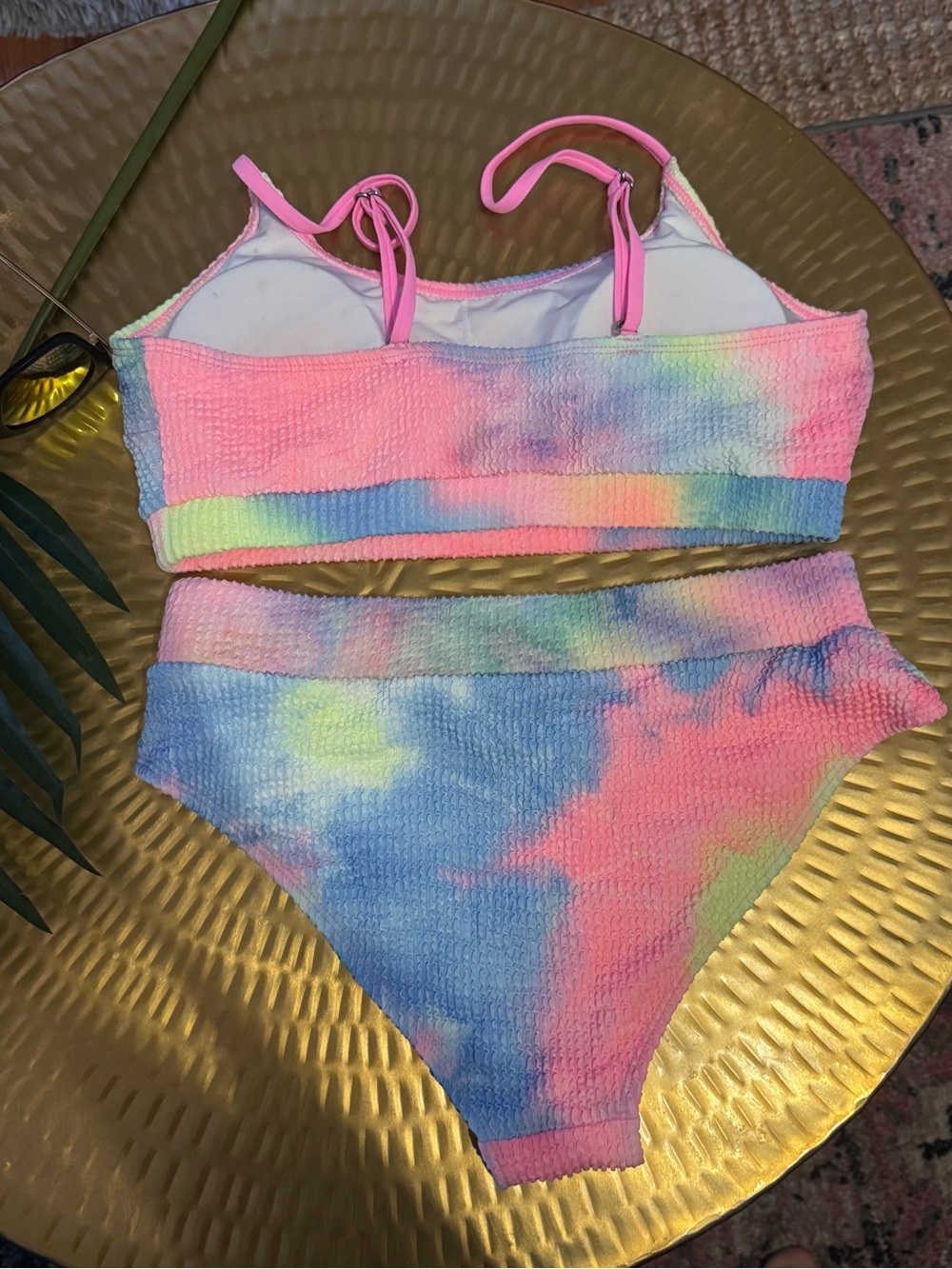 CUPSHE Tie-Dye Wash Textured Scoop Neck Top & High Waist Bikini Set - Picture 7 of 8